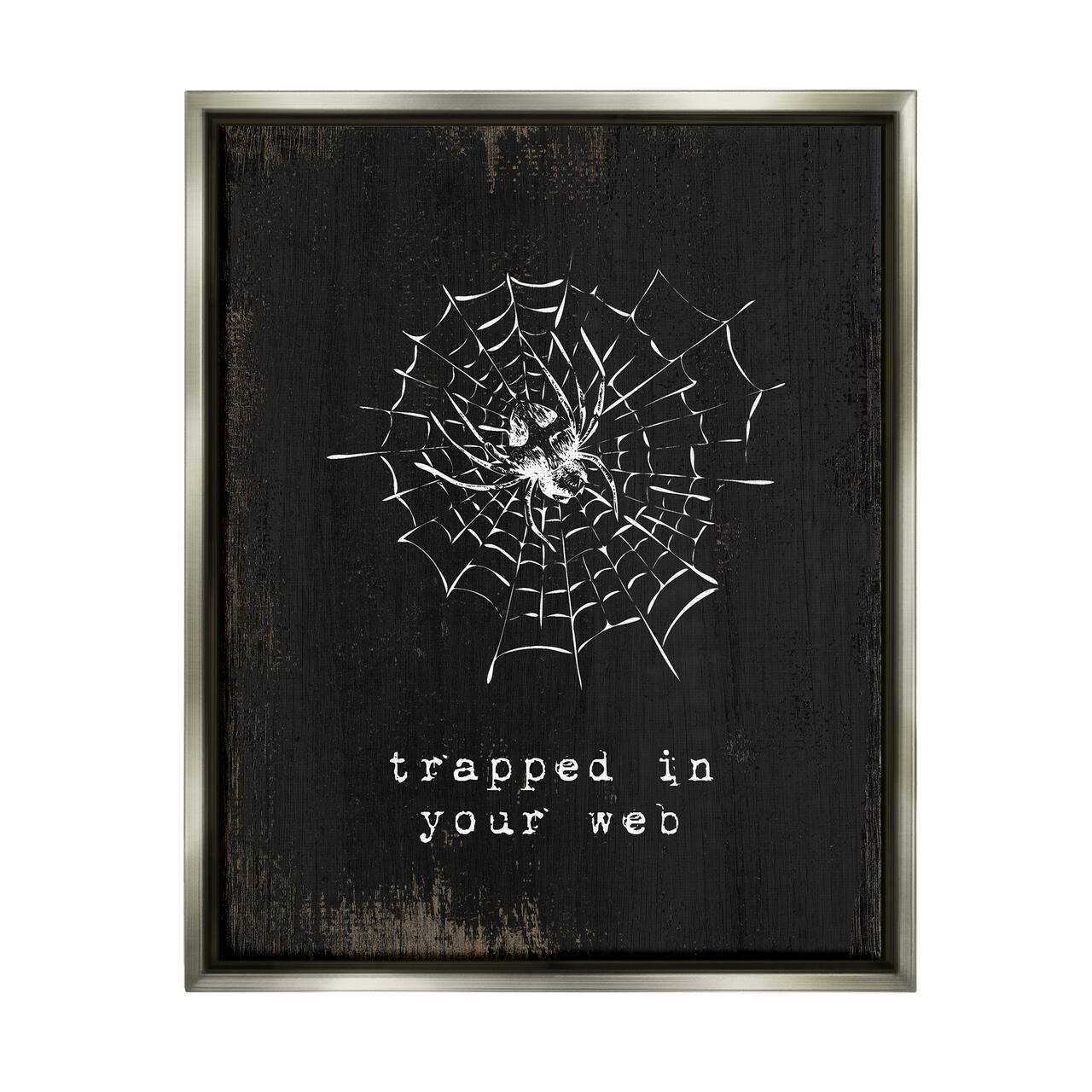 Stupell Industries Trapped In Your Web Spider Framed Floater Canvas Wall Art